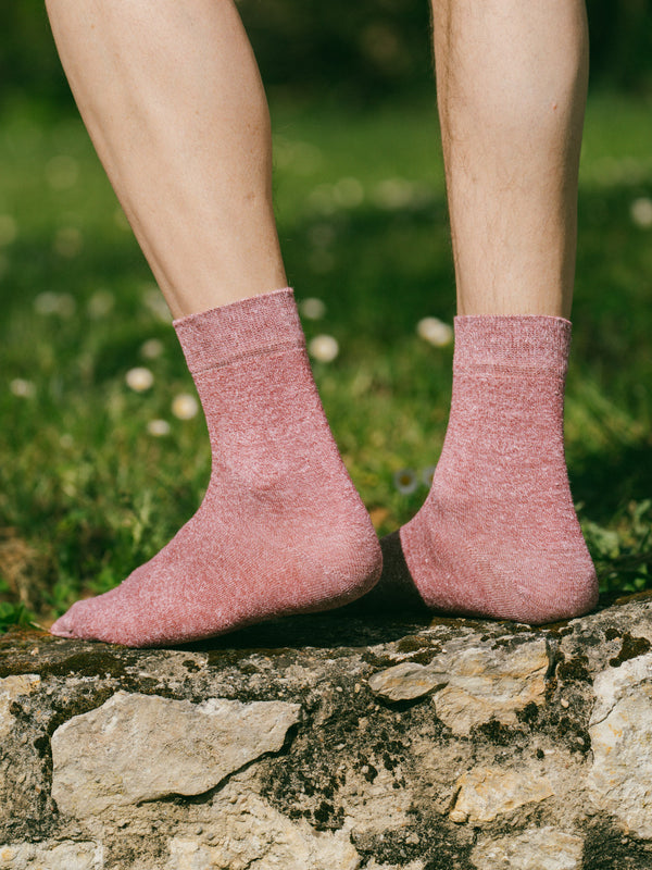 Pétrone chaussettes lin coton bordeaux chiné homme