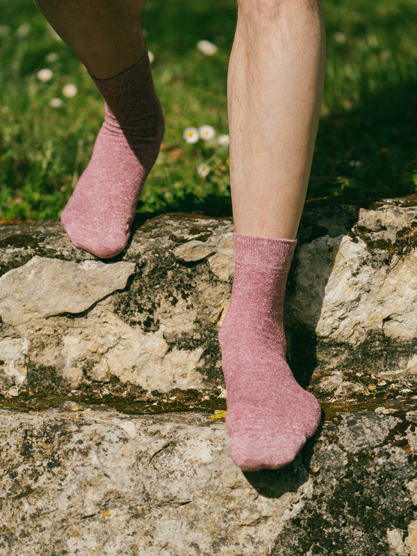 Pétrone chaussettes lin coton bordeaux chiné homme