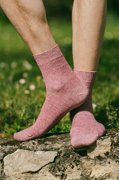 Chaussettes lin bordeaux chiné homme made in Portugal