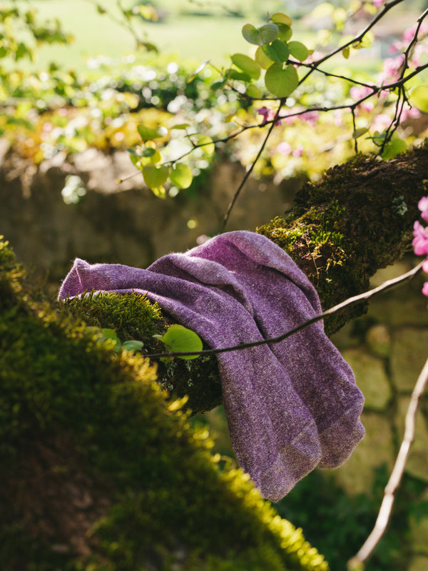 Pétrone chaussettes lin coton lilas chiné homme