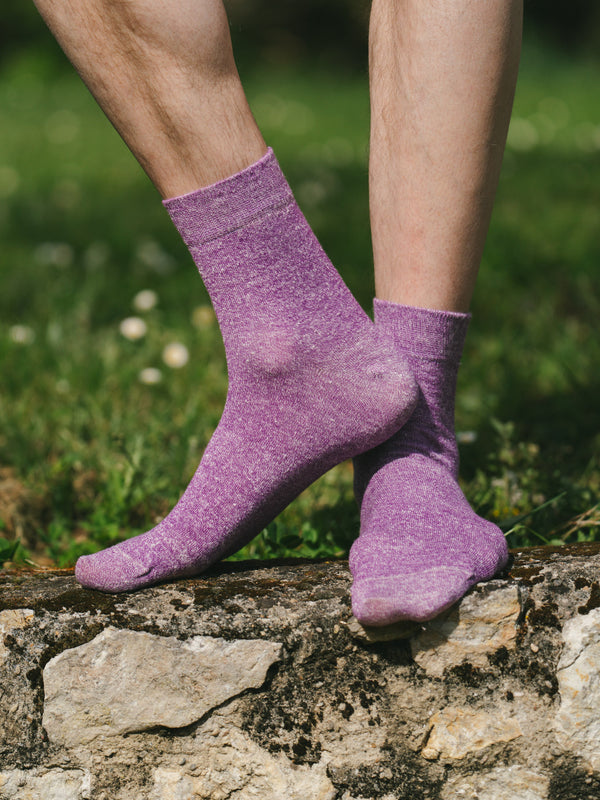 Pétrone chaussettes lin coton lilas chiné homme