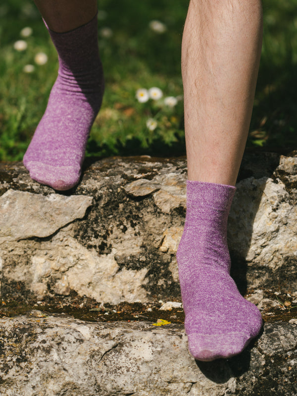 Pétrone chaussettes lin coton lilas chiné homme