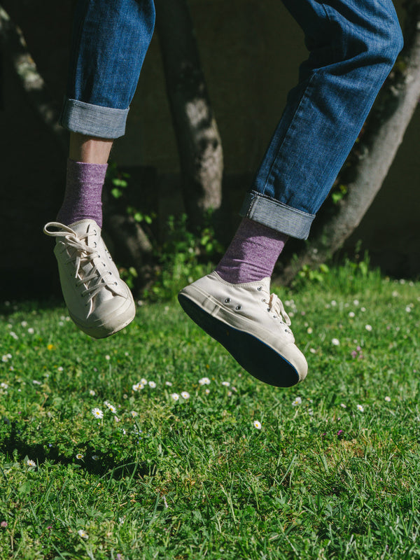 Pétrone chaussettes lin coton lilas chiné homme