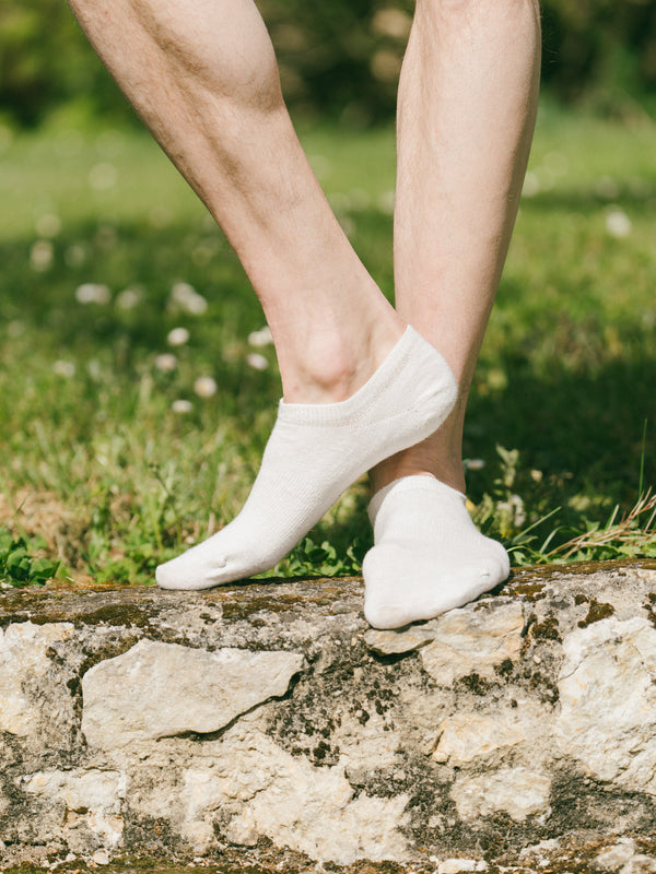 Pétrone socquettes lin coton blanc homme