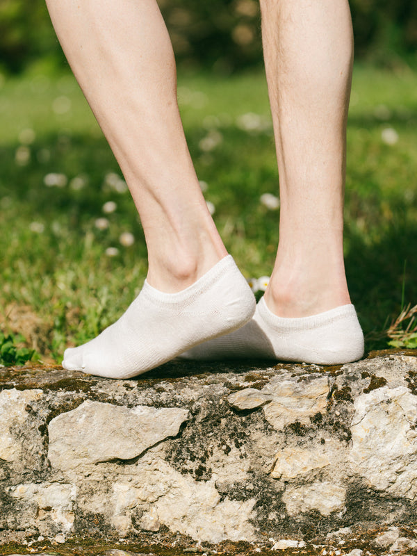 Pétrone socquettes lin coton blanc homme