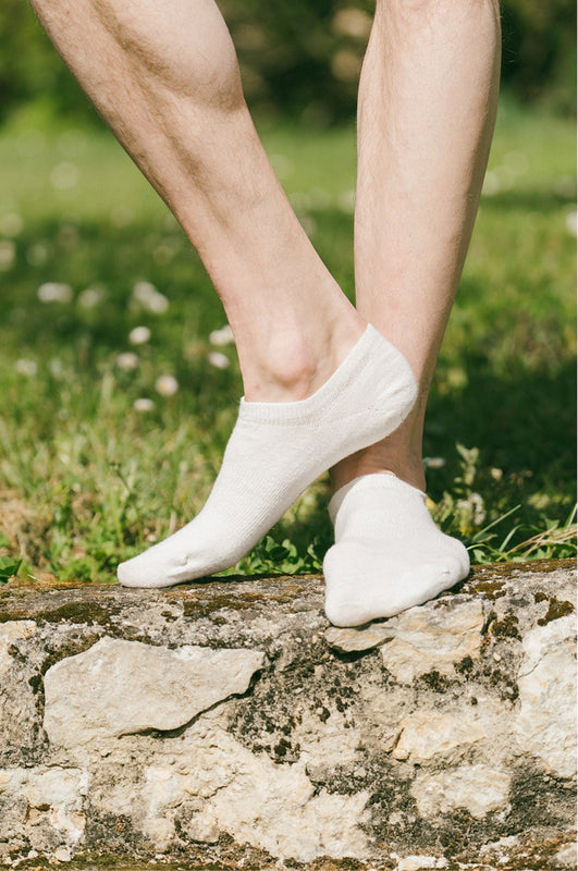 Pétrone socquettes lin coton blanc crème homme