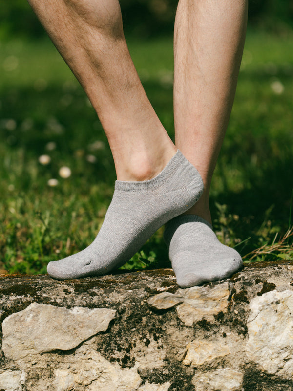 Pétrone socquettes lin coton gris homme