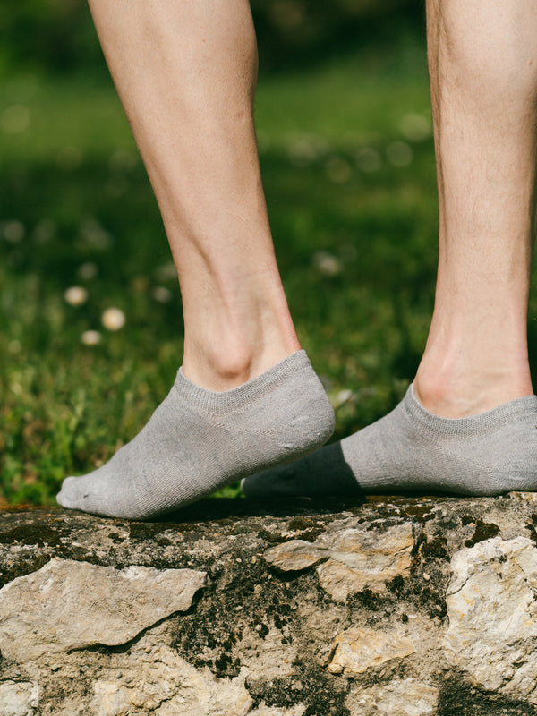 Pétrone socquettes lin coton gris homme