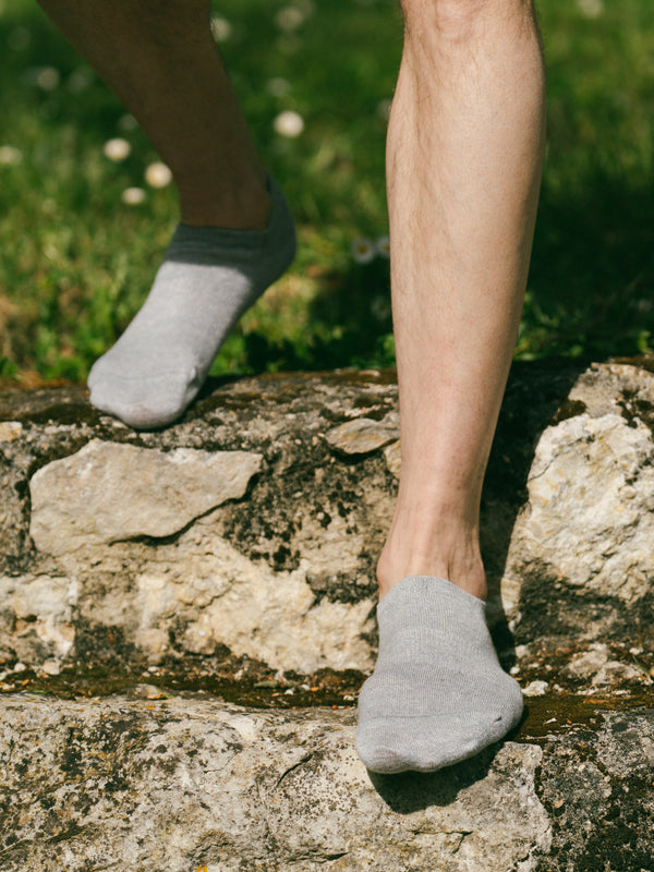 Pétrone socquettes lin coton gris homme