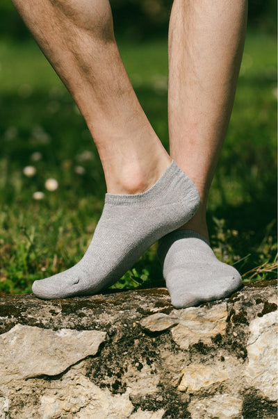 Pétrone socquettes lin coton gris homme