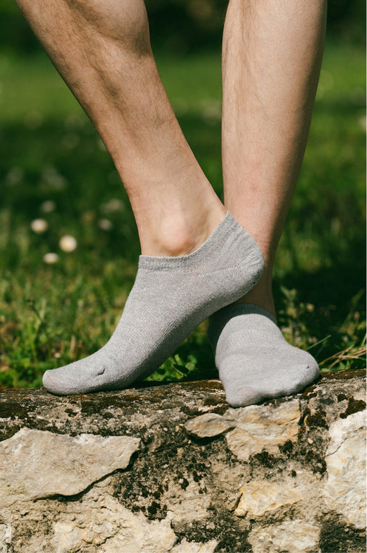Pétrone socquettes lin coton gris homme