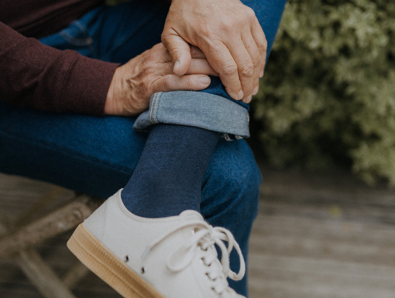 Petrone-chaussettes-lin-coton-bleu marine homme