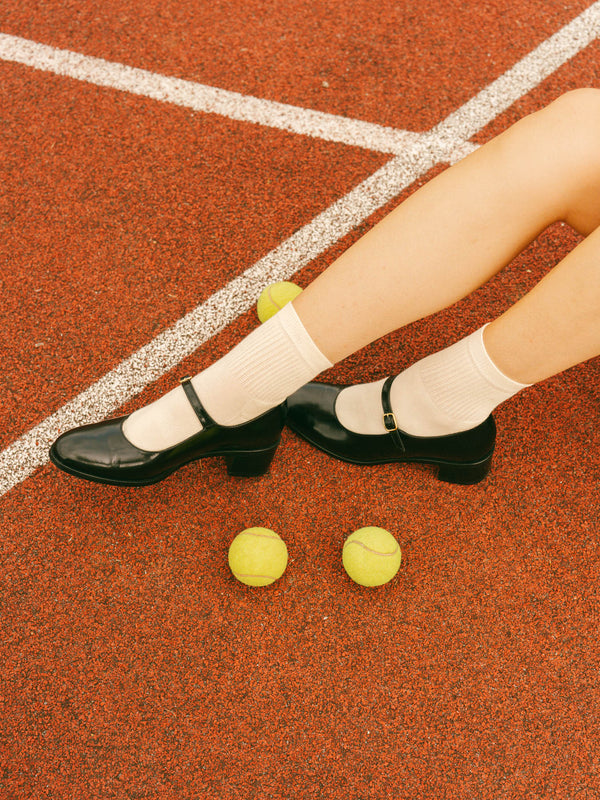 Pétrone chaussettes de tennis coton bio ecocoll écru femme