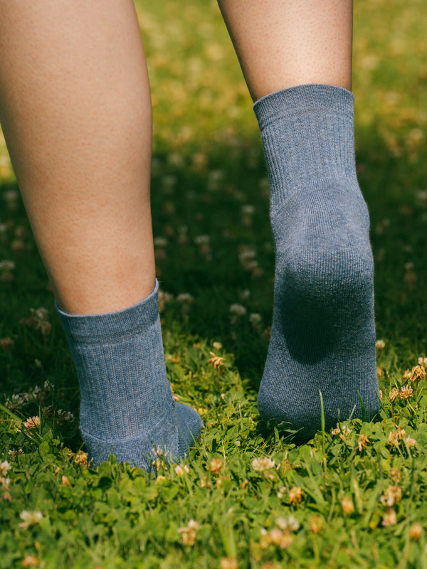Pétrone chaussettes de tennis coton bio ecocoll bleu jean femme