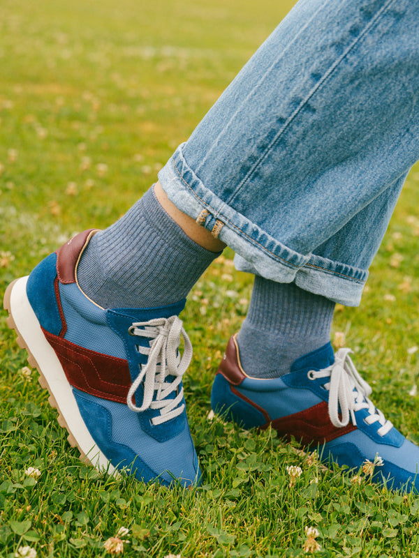 Pétrone chaussettes de tennis coton bio ecocoll bleu jean femme