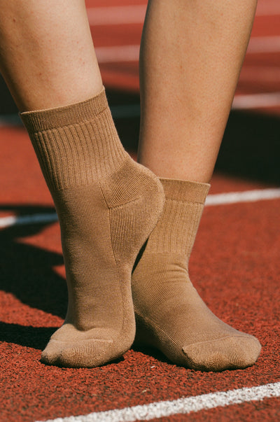 Pétrone chaussettes de tennis coton bio ecocell camel homme