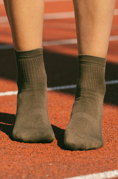 Pétrone chaussettes de tennis coton bio ecocell vert kaki homme