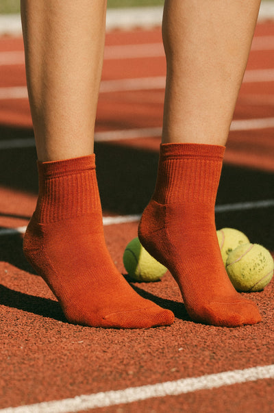 Pétrone chaussettes de tennis coton bio ecocell rouille homme
