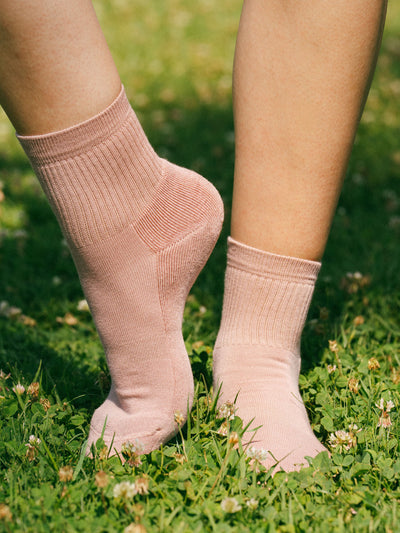 Pétrone chaussettes de tennis coton bio ecocell vieux rose homme