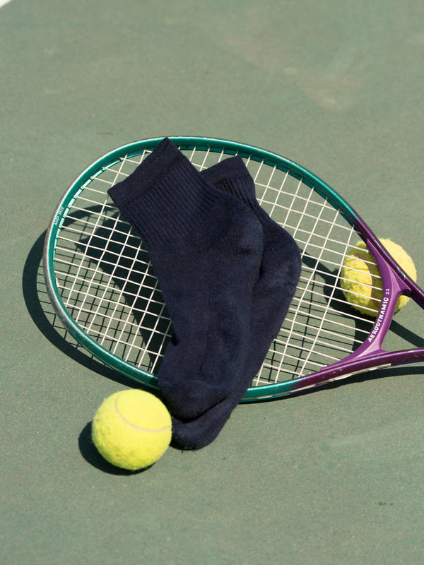 Pétrone chaussettes de tennis coton bio ecocell bleu marine homme