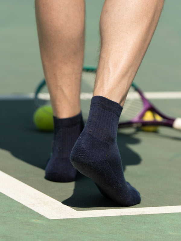 Pétrone chaussettes de tennis coton bio ecocell bleu marine homme