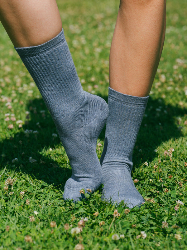 Pétrone chaussettes de tennis coton bio ecocell bleu jean femme