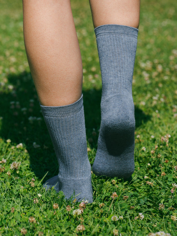Pétrone chaussettes de tennis coton bio ecocell bleu jean femme