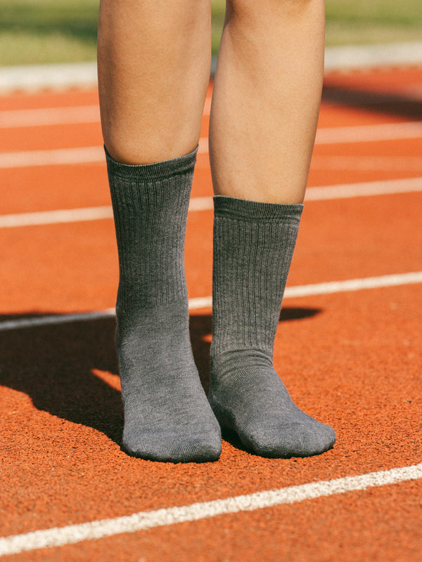 Pétrone chaussettes de tennis coton bio ecocell gris moyen femme