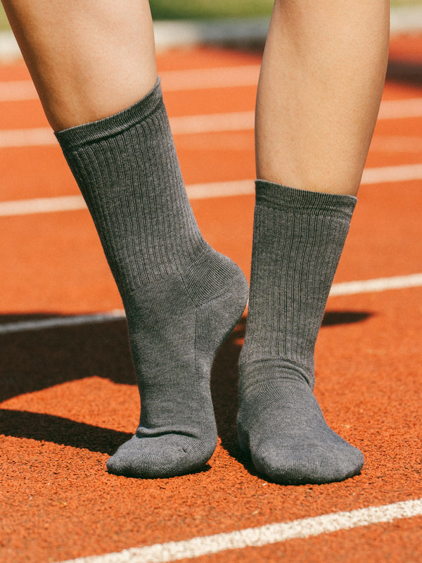 Pétrone chaussettes de tennis coton bio ecocell gris moyen femme