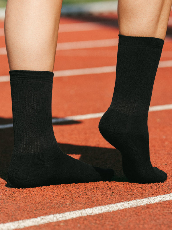 Pétrone chaussettes de tennis coton bio ecocell écru rayé femme