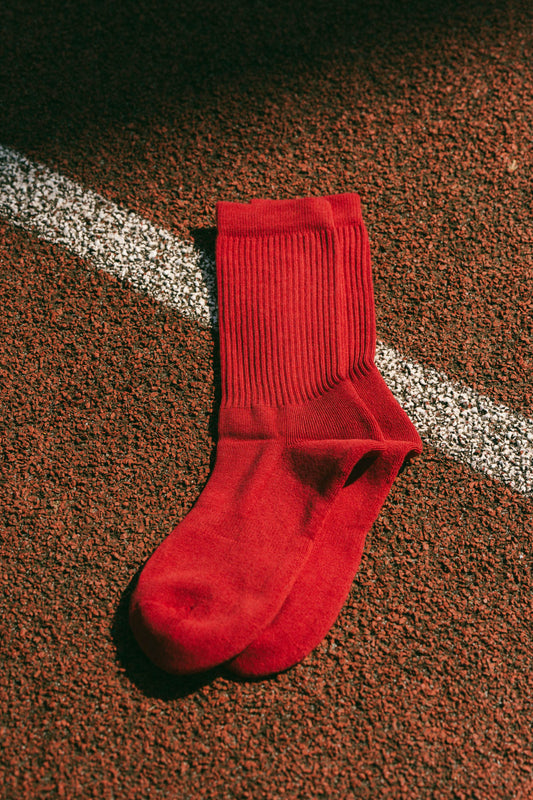 Pétrone chaussettes de tennis coton bio ecocell rouge femme