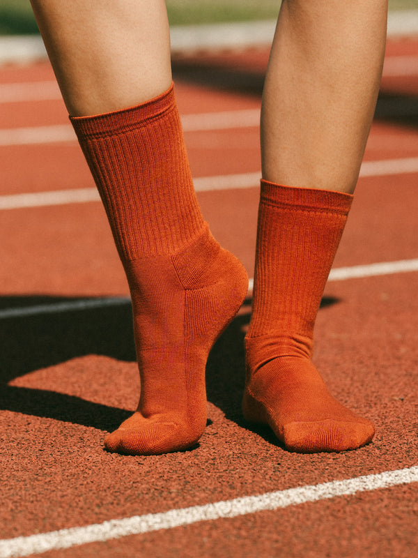 Pétrone chaussettes de tennis coton bio ecocell rouille femme