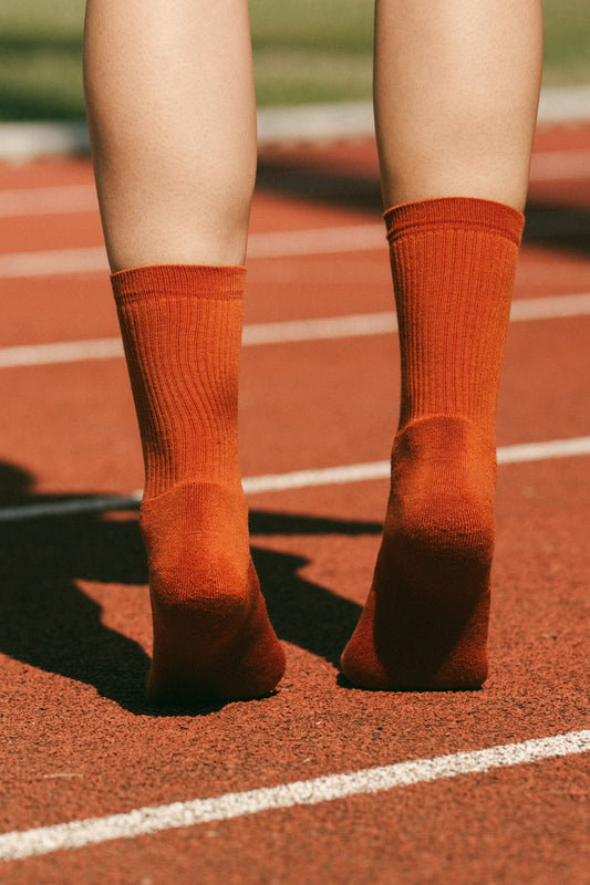 Pétrone chaussettes de tennis coton bio ecocell rouille femme