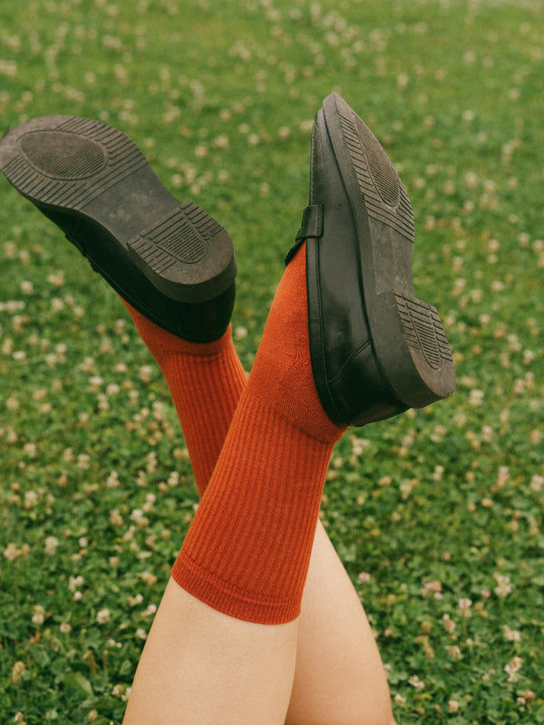 Pétrone chaussettes de tennis coton bio ecocell rouille femme