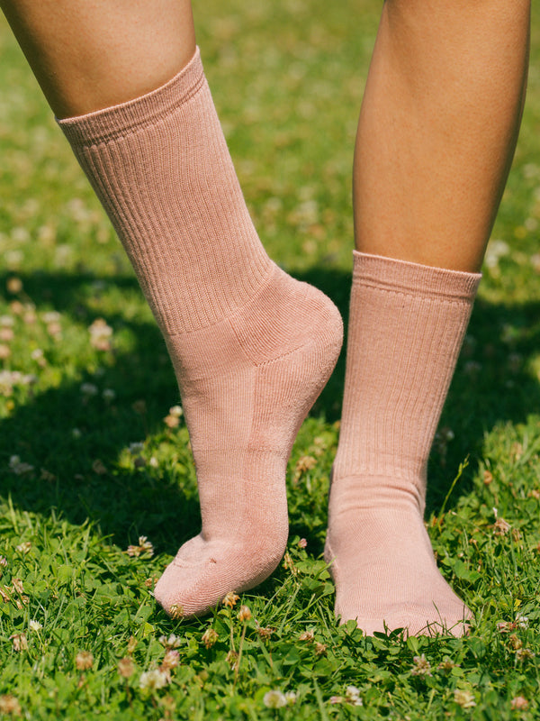 Pétrone chaussettes de tennis coton bio ecocell vieux rose femme