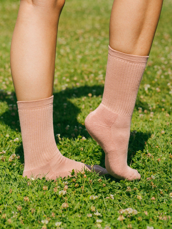 Pétrone chaussettes de tennis coton bio ecocell vieux rose femme