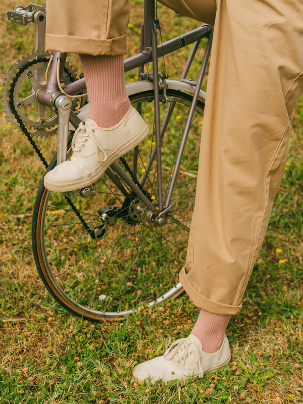Pétrone chaussettes de tennis coton bio ecocell vieux rose femme