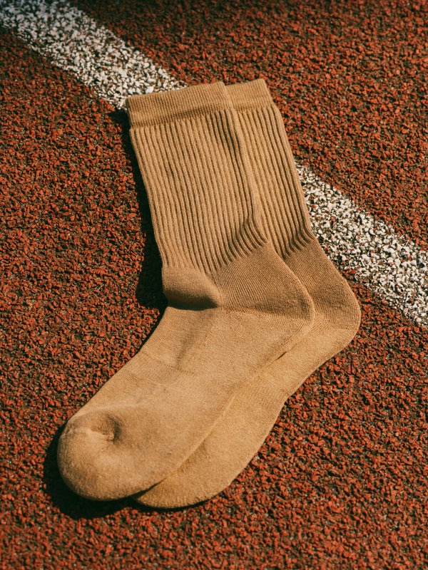 Pétrone chaussettes de tennis coton bio ecocell camel femme