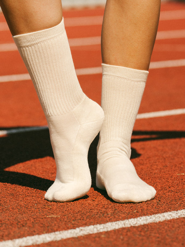 Pétrone chaussettes de tennis coton bio ecocell écru femme
