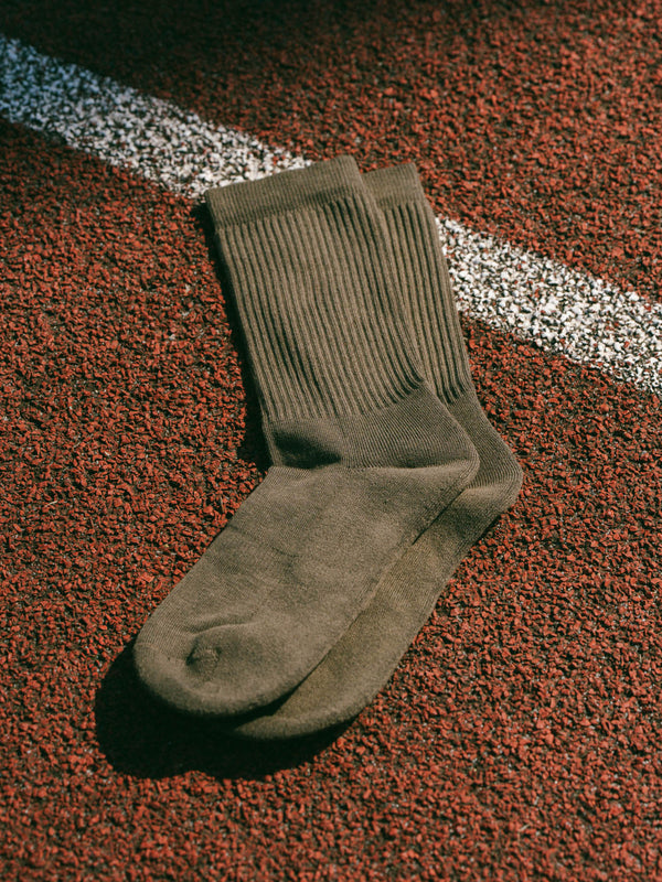 Pétrone chaussettes de tennis coton bio ecocell vert kaki femme