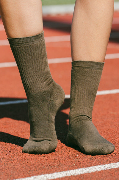 Pétrone chaussettes de tennis coton bio ecocell vert kaki homme