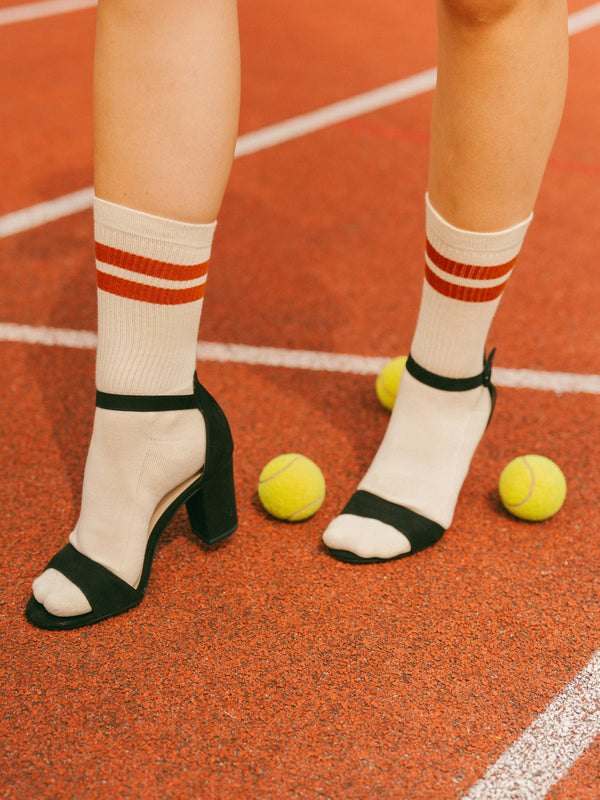 Pétrone chaussettes de tennis coton bio ecocell rouille femme
