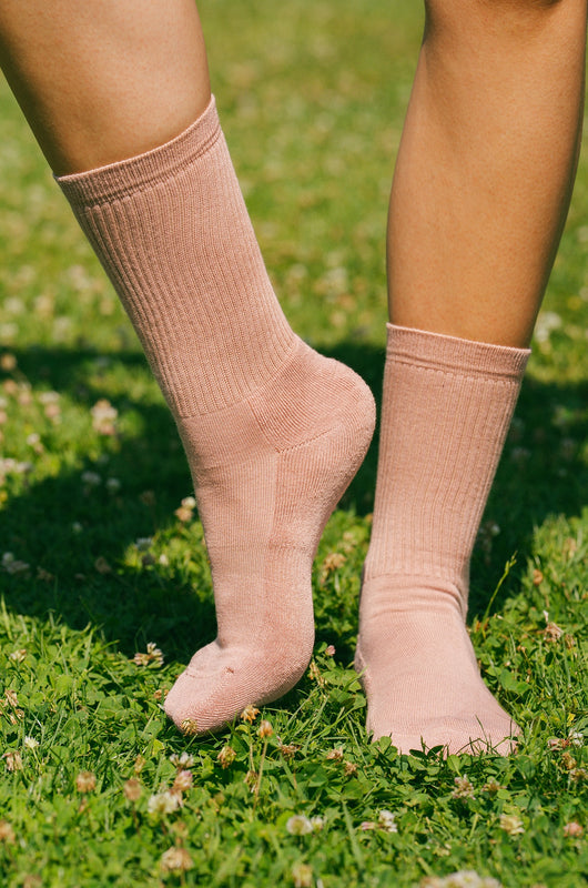 Pétrone chaussettes de tennis coton bio ecocell femme rose