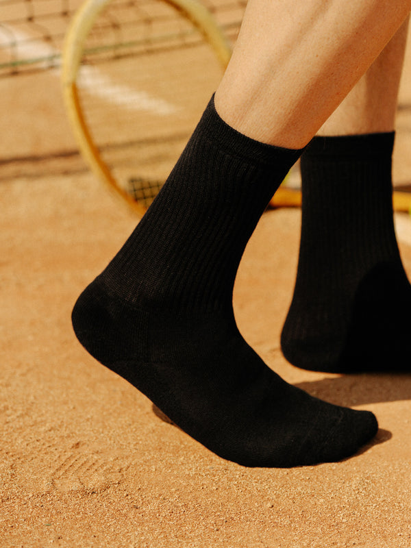 Pétrone chaussettes de tennis coton bio ecocell écru rayé marine homme