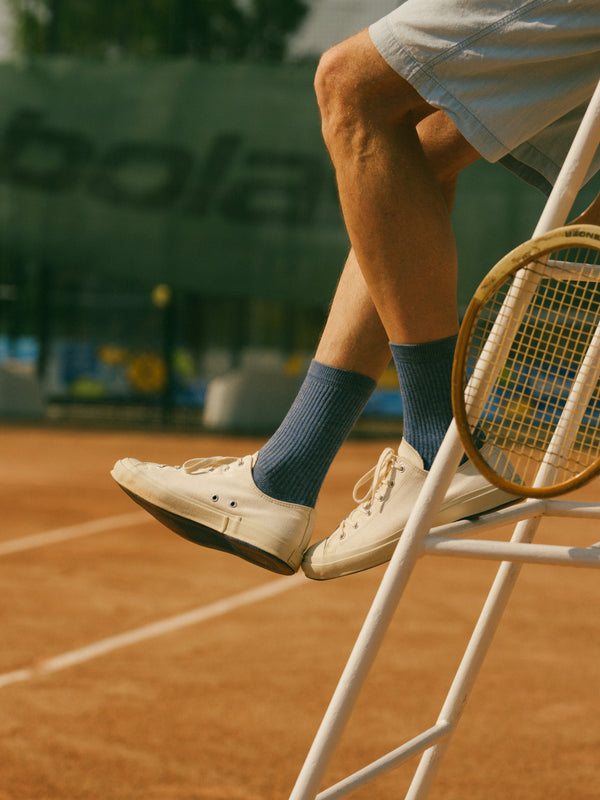 Pétrone chaussettes de tennis coton bio ecocell bleu jean homme