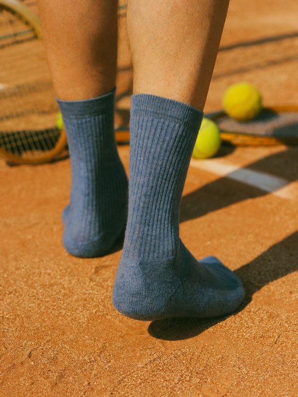 Pétrone chaussettes de tennis coton bio ecocell bleu jean homme