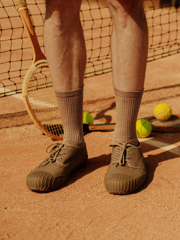 Pétrone chaussettes de tennis coton bio ecocell camel homme