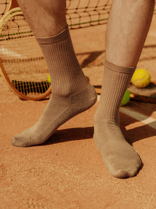 Pétrone chaussettes de tennis coton bio ecocell camel homme