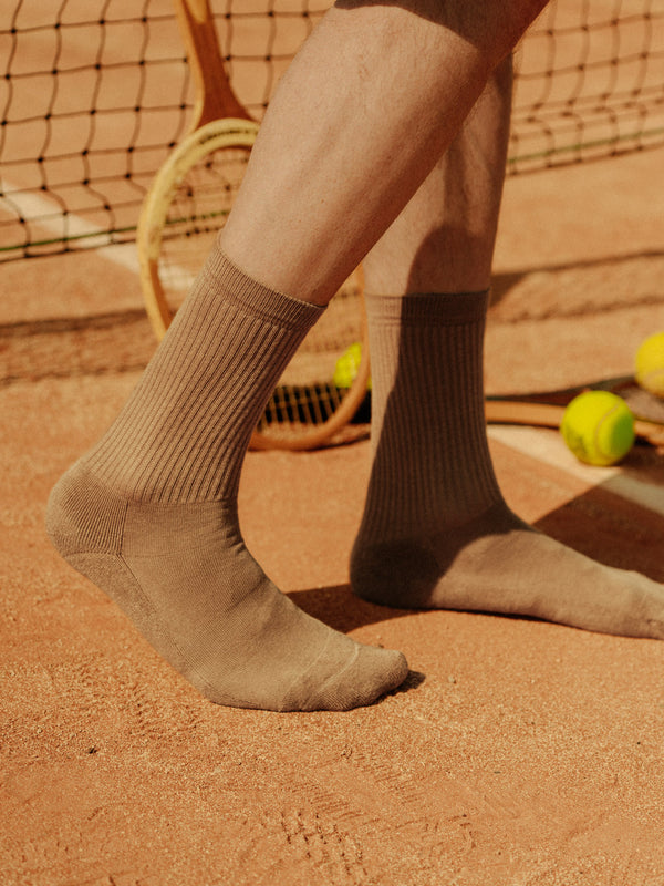 Pétrone chaussettes de tennis coton bio ecocell camel homme