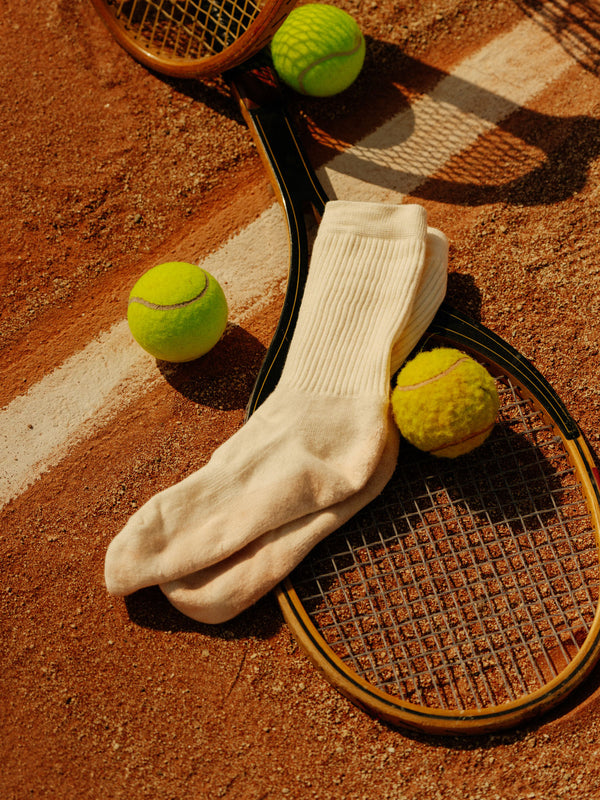 Pétrone chaussettes de tennis coton bio ecocell écru homme